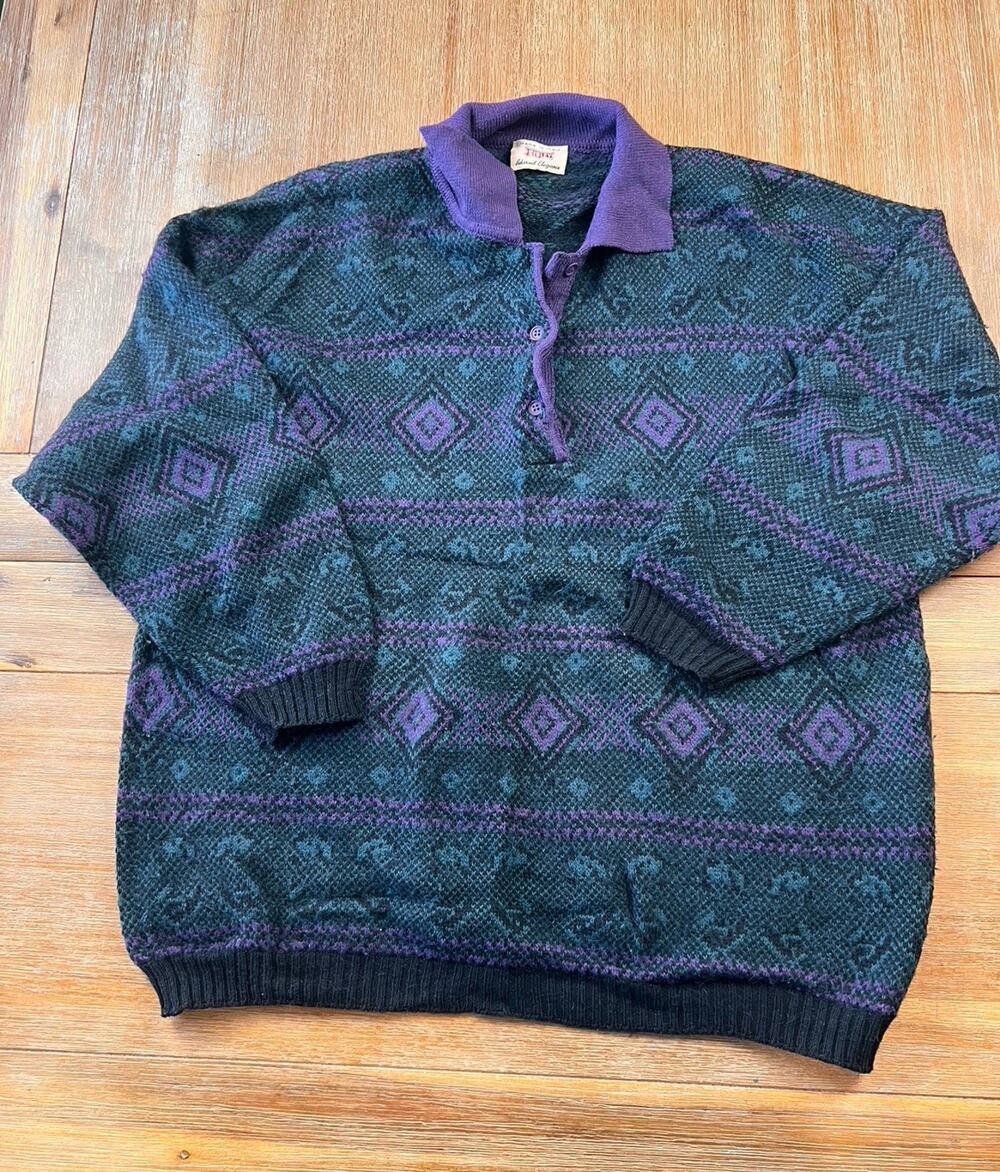 Vtg 80s Sisley Christmas Sweater Made In Italy Wool Alpaca Blend Men’s Large